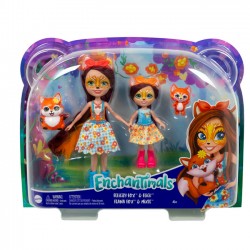 ENCHANTIMALS Lalki siostry 2-pak Felicity i Feana Fox + zwierzątka liski