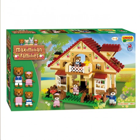 Duże klocki Domek z balkonem + misie 155 el