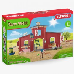 Schleich Farm World - Duża czerwona farma ze zwierzętami i akcesoriami